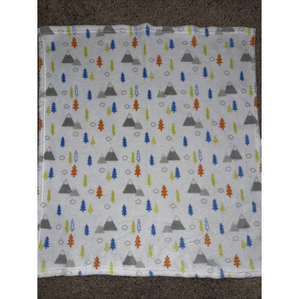 Falls Creek Baby Blanket White‎ Mountain Tree Fleece Infant Blue Orange Boys
